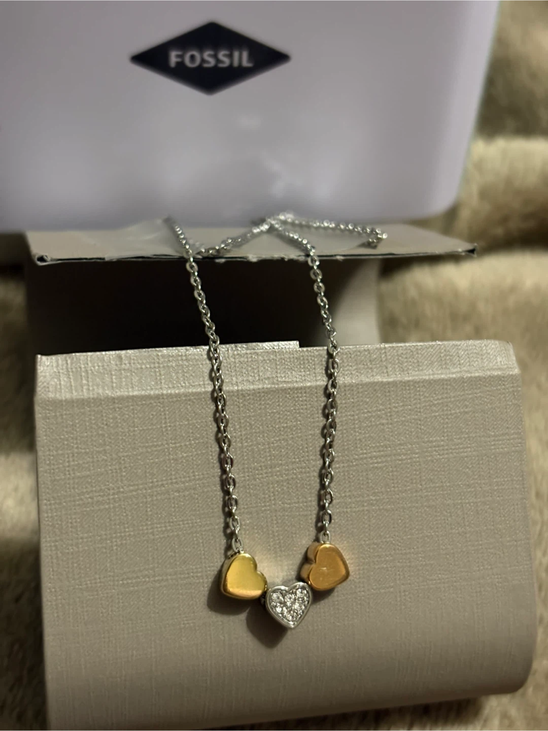 Fossil Sutton Heart Tri-Tone Necklace - photo 2