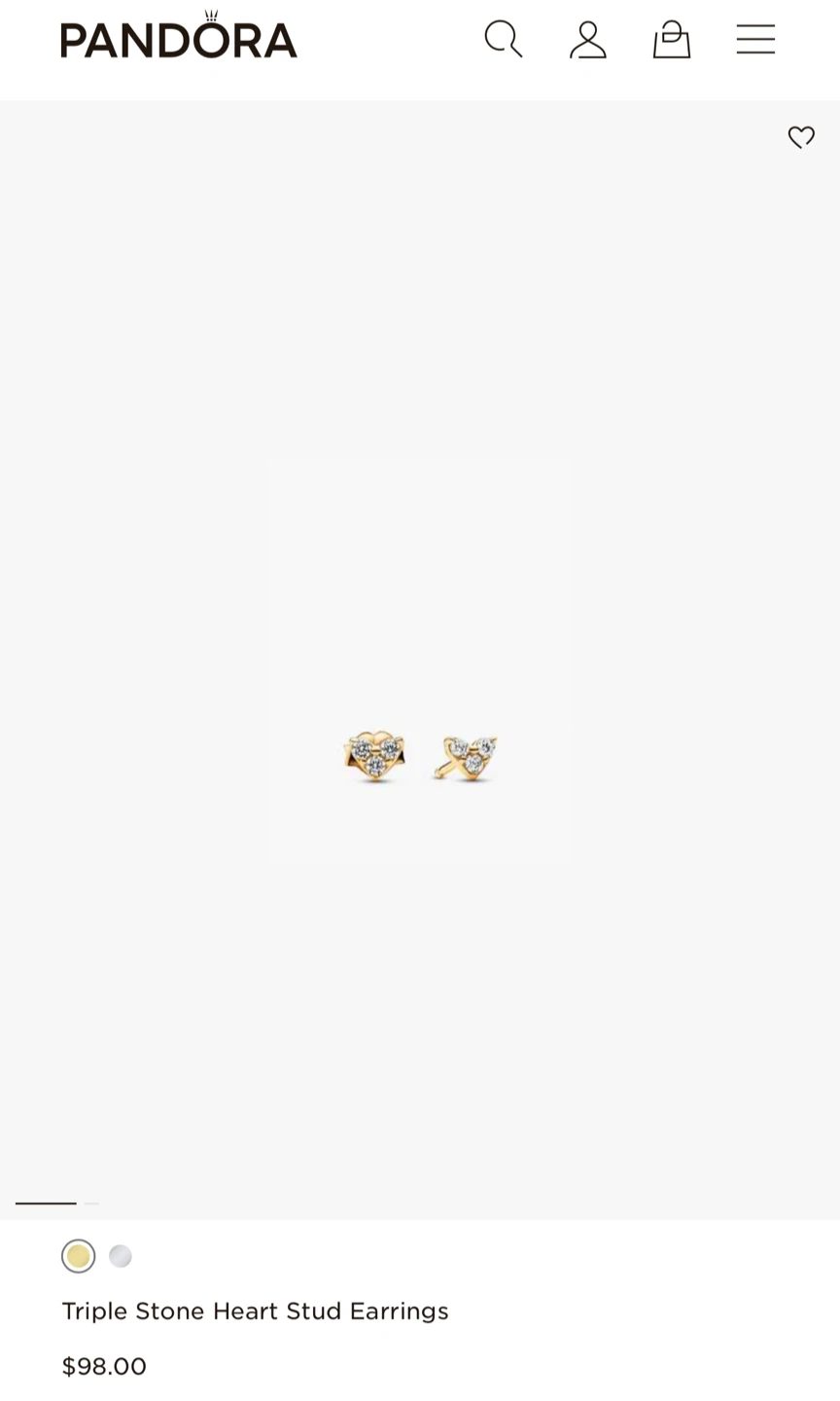 Pandora Triple Stone Heart Stud Earrings - photo 2