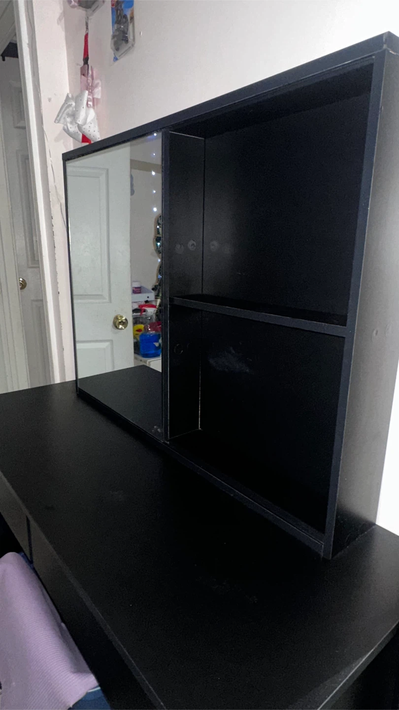 Black Vanity Table with Mirror & Shelves - photo 3