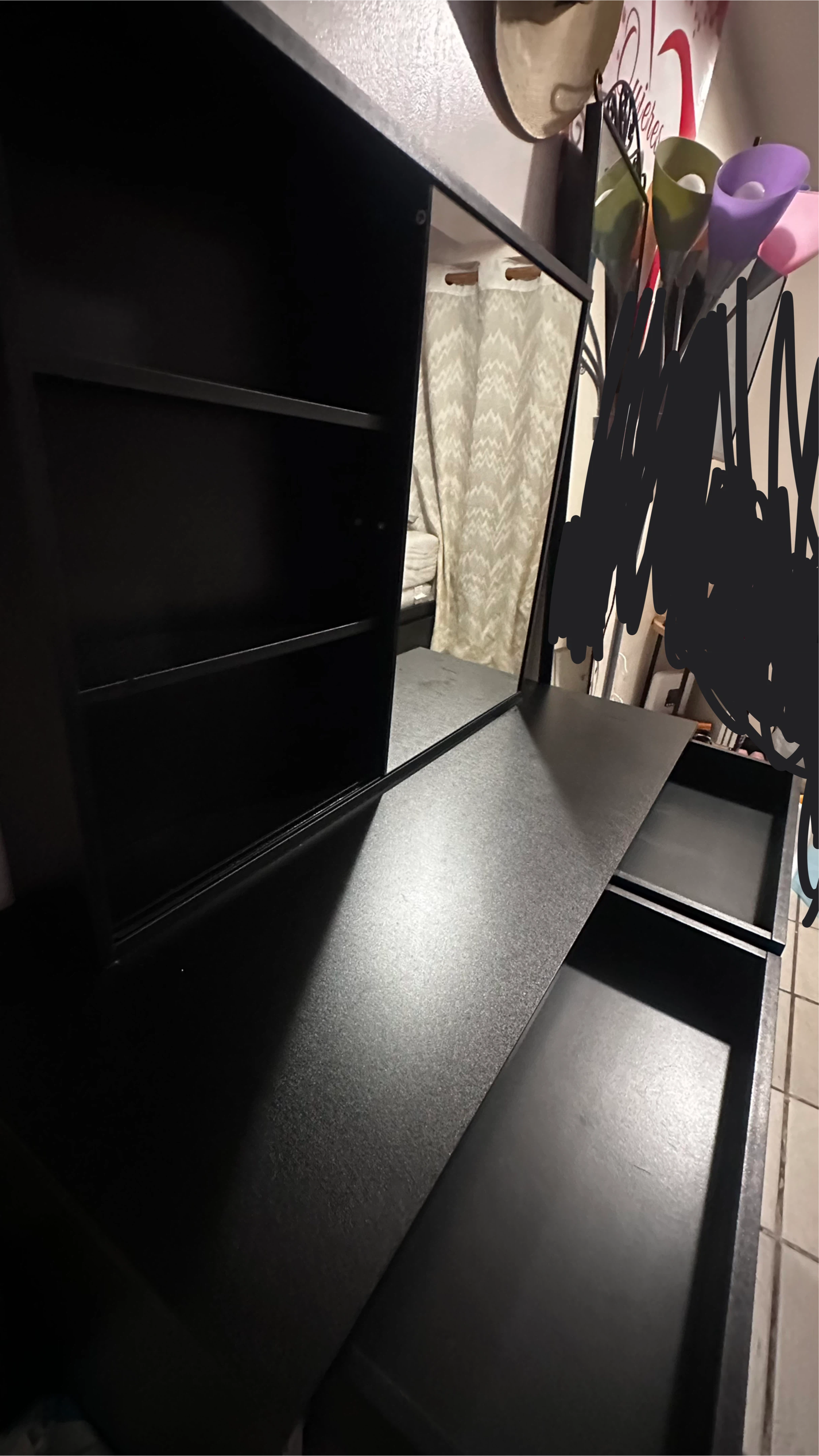 Black Vanity Table with Mirror & Shelves - photo 2