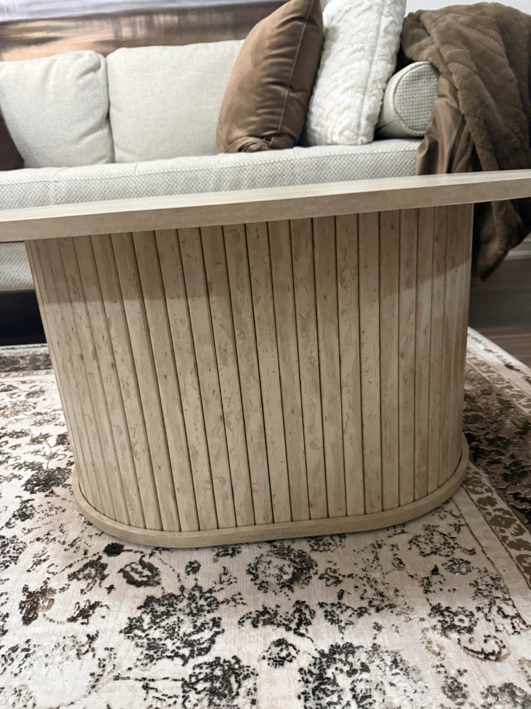 Oval Travertine Coffee Table - photo 3