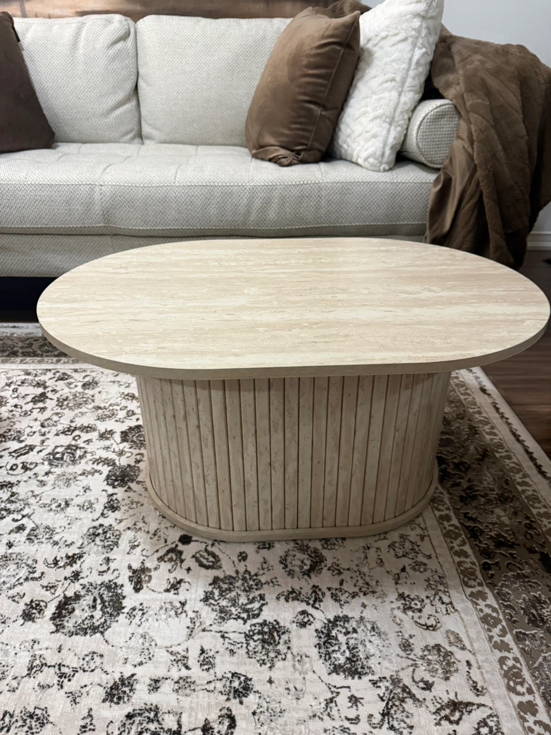 Oval Travertine Coffee Table