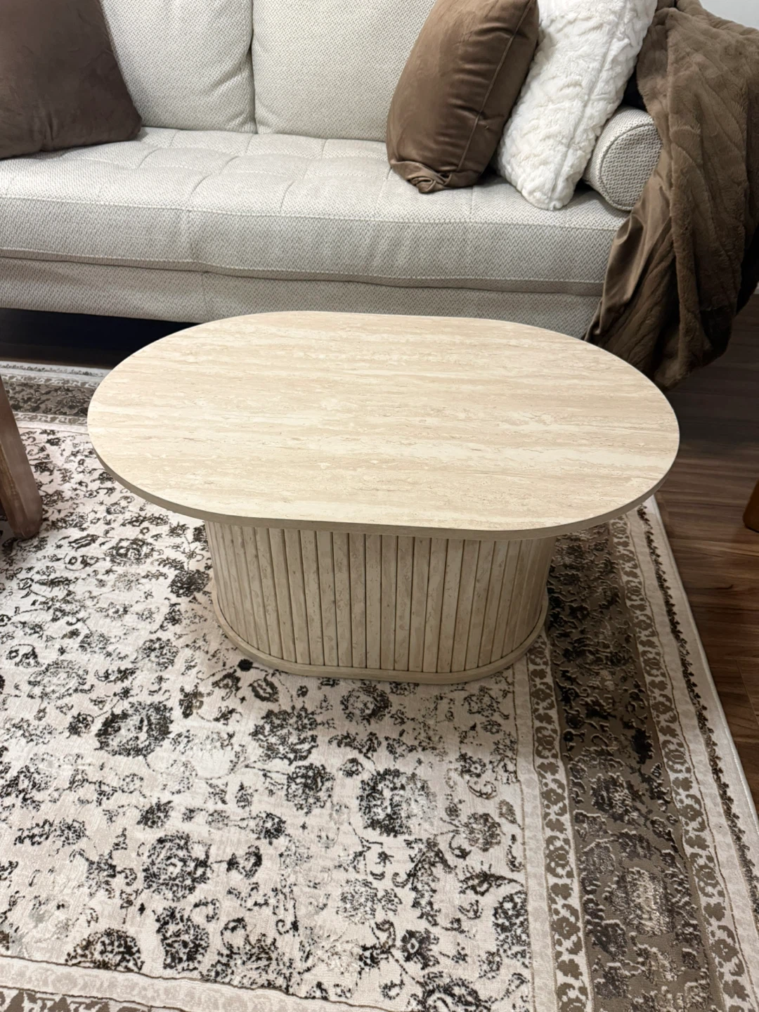 Oval Travertine Coffee Table - photo 2
