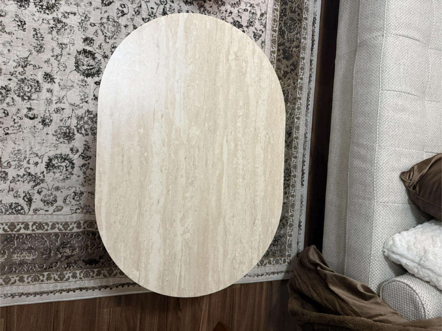Oval Travertine Coffee Table - photo 4