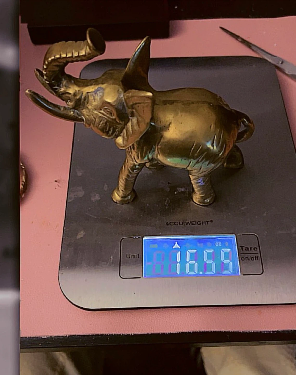 Brass Elephant Figurine - 16.59 oz