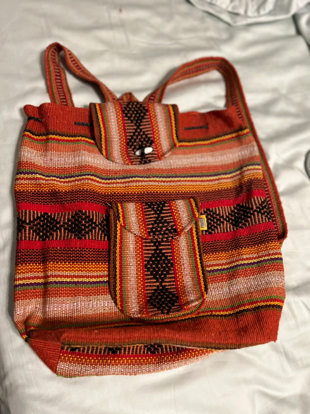 Striped Woven Backpack. Made in Mexico