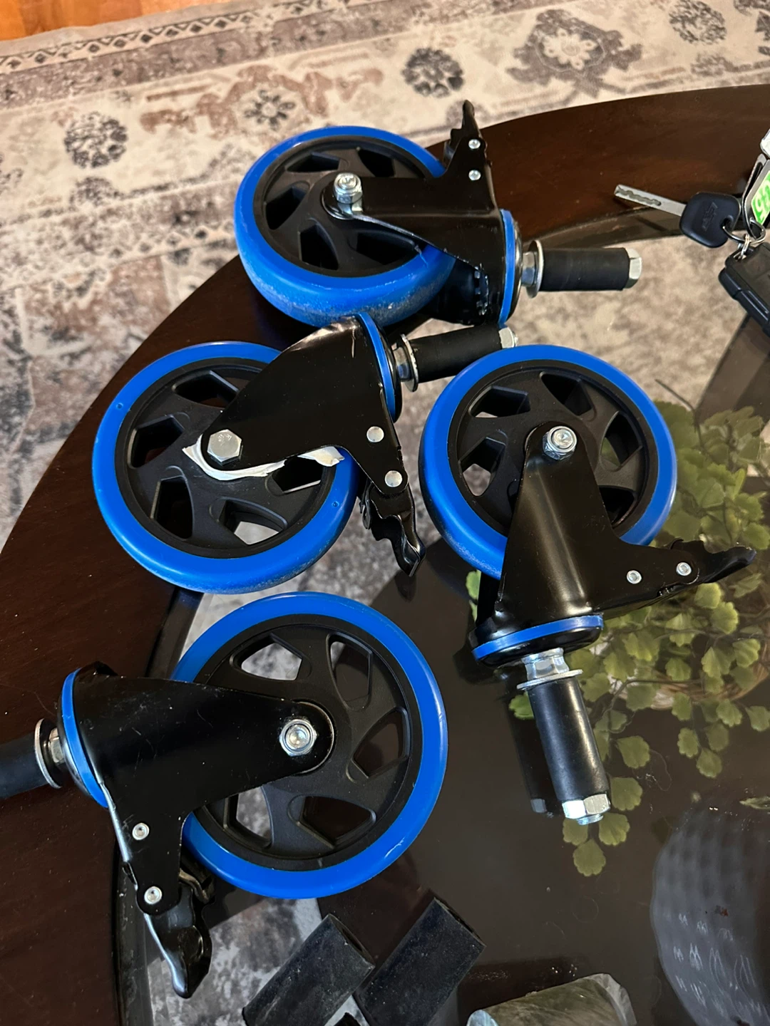 New Blue Caster Wheels Set