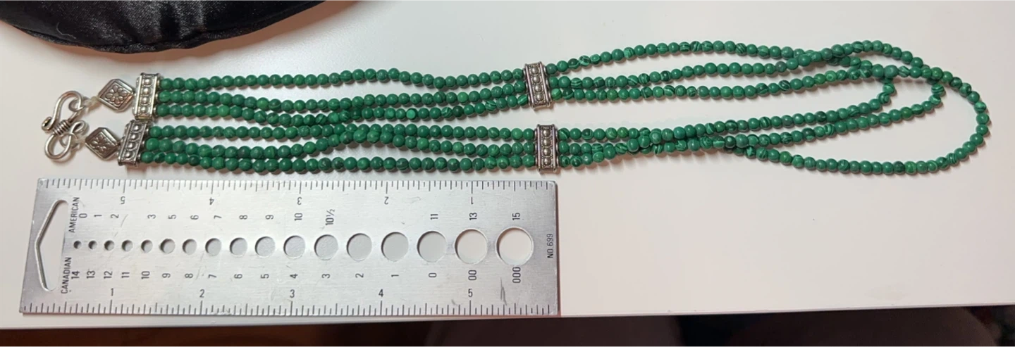 3 Strands Malachite Beaded Necklace - photo 3