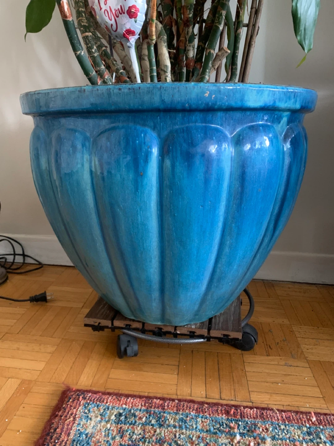 Large Blue Ceramic Planter