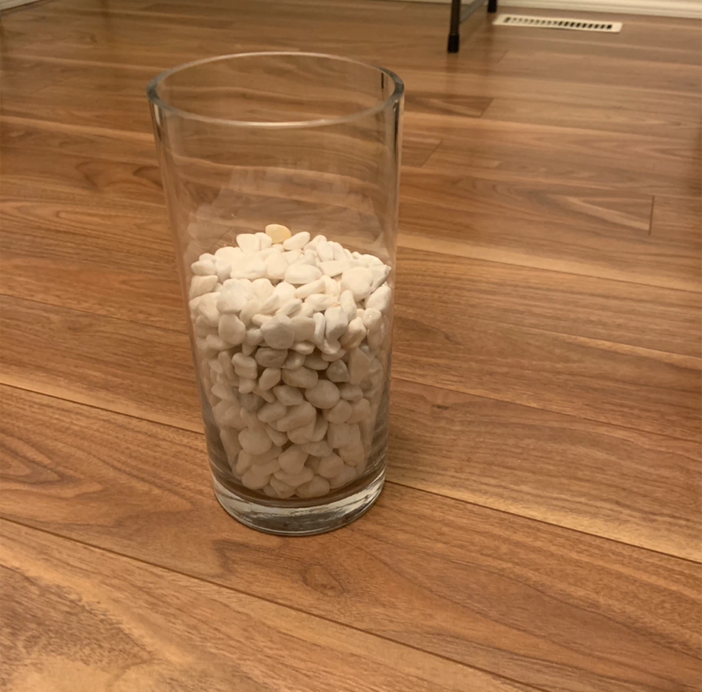 Glass Vase with White Rocks