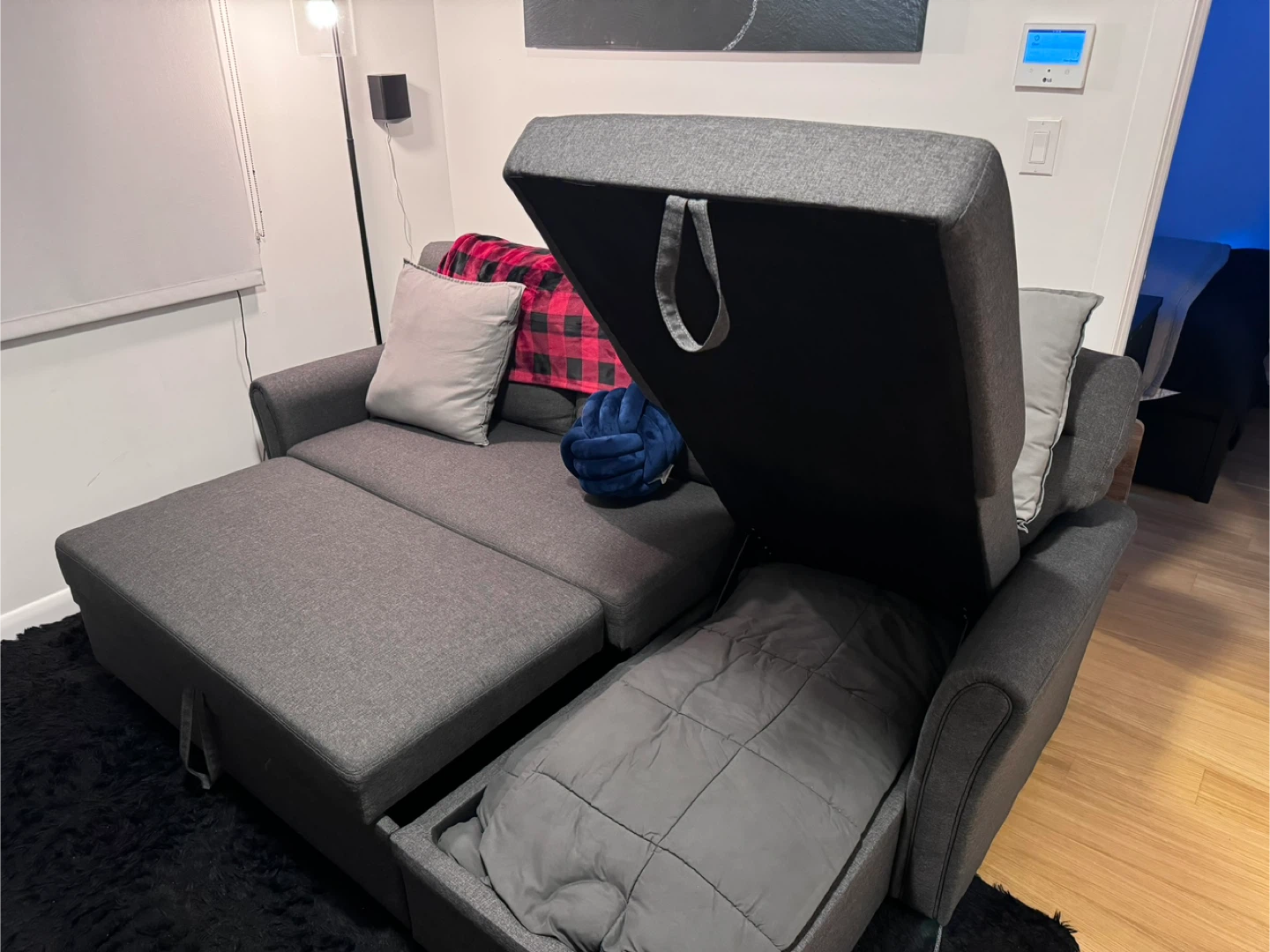 Gray Sleeper Sofa with Storage - photo 3