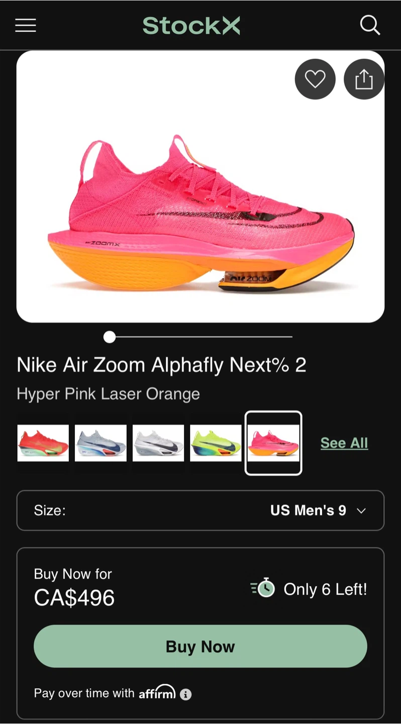 Nike Air Zoom Alphafly Next% 2, US Men's 9 - photo 3