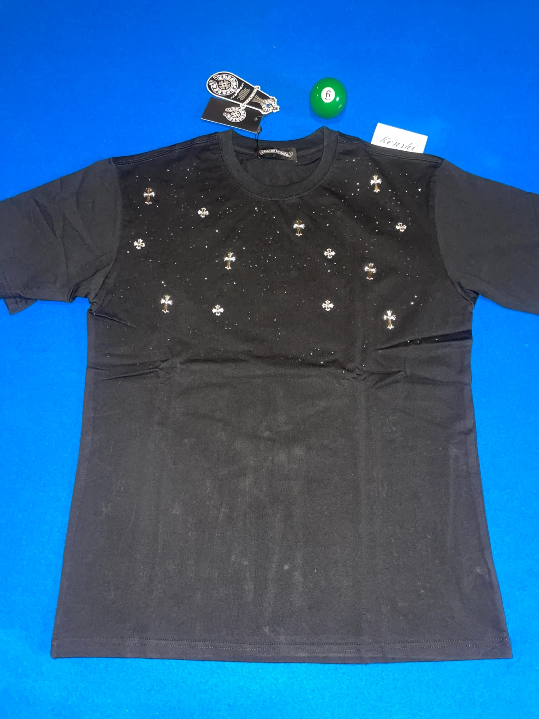 Chrome Hearts Rhinestone Tiny Cross Tshirt with Purchase Receipt