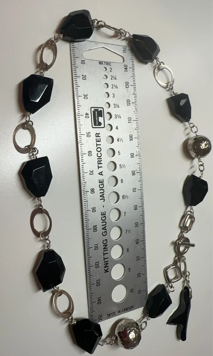 Sterling Silver Black Crystal Collarbone Necklace