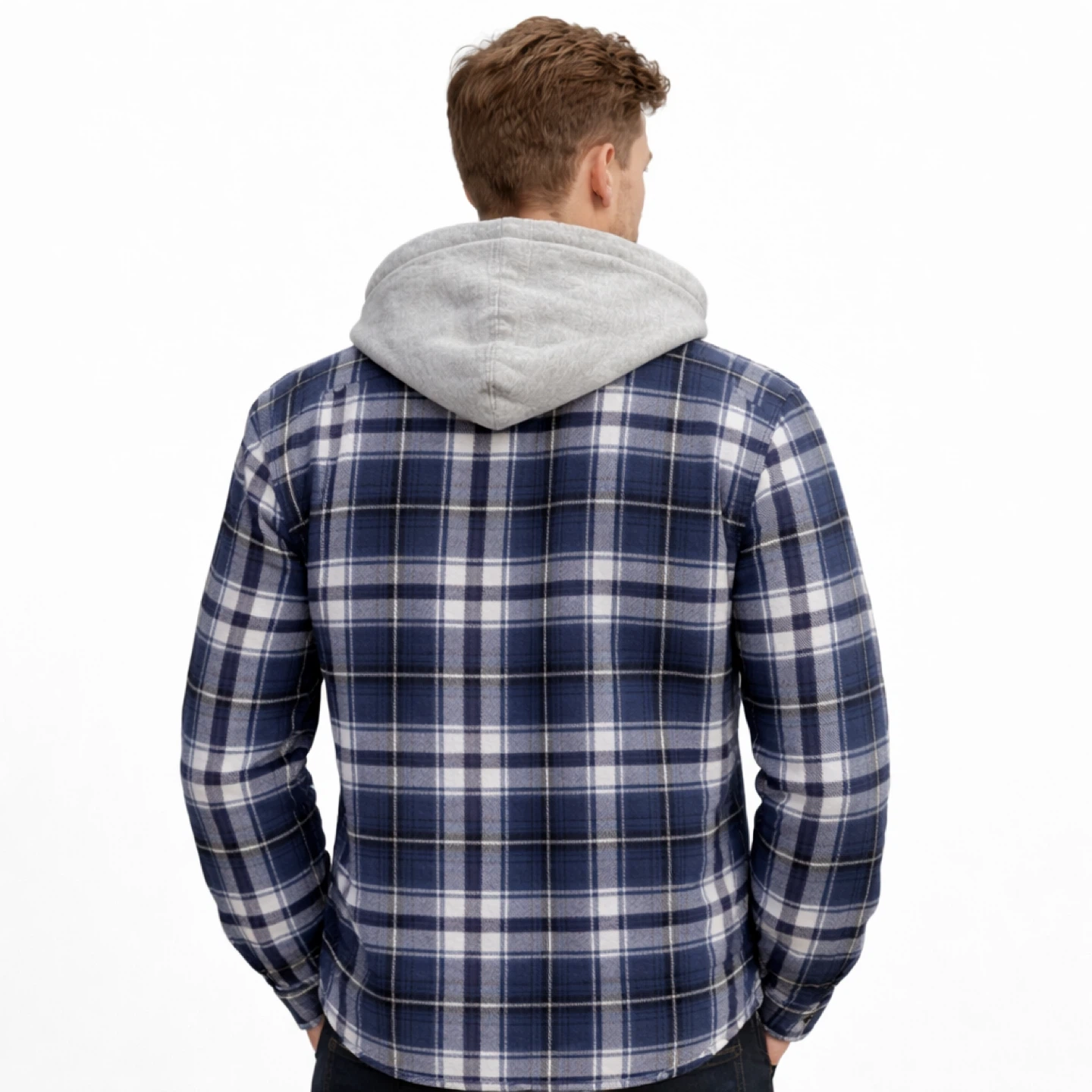 NW North Western Plaid Hooded Flannel Shirt Men’s Large Like new - photo 2