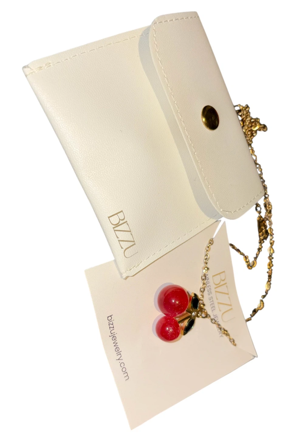 Bizzu Stainless Steel Cherry Pendant Necklace with Gold Chain - photo 3