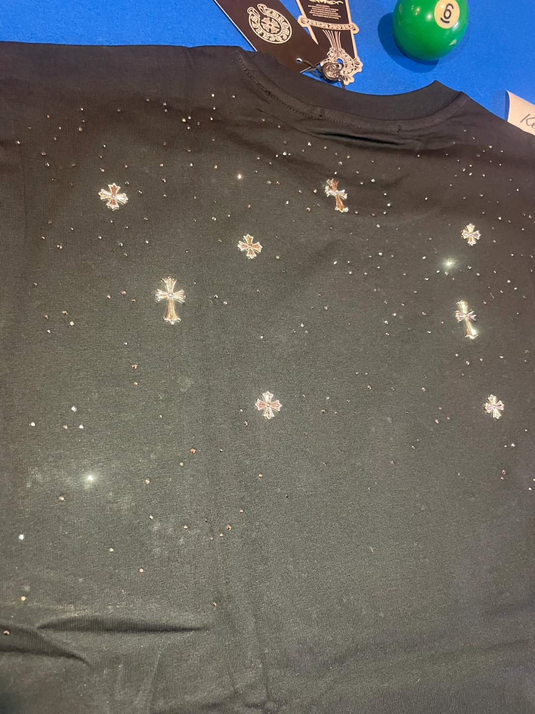 Chrome Hearts Rhinestone Tiny Cross Tshirt with Purchase Receipt - photo 3