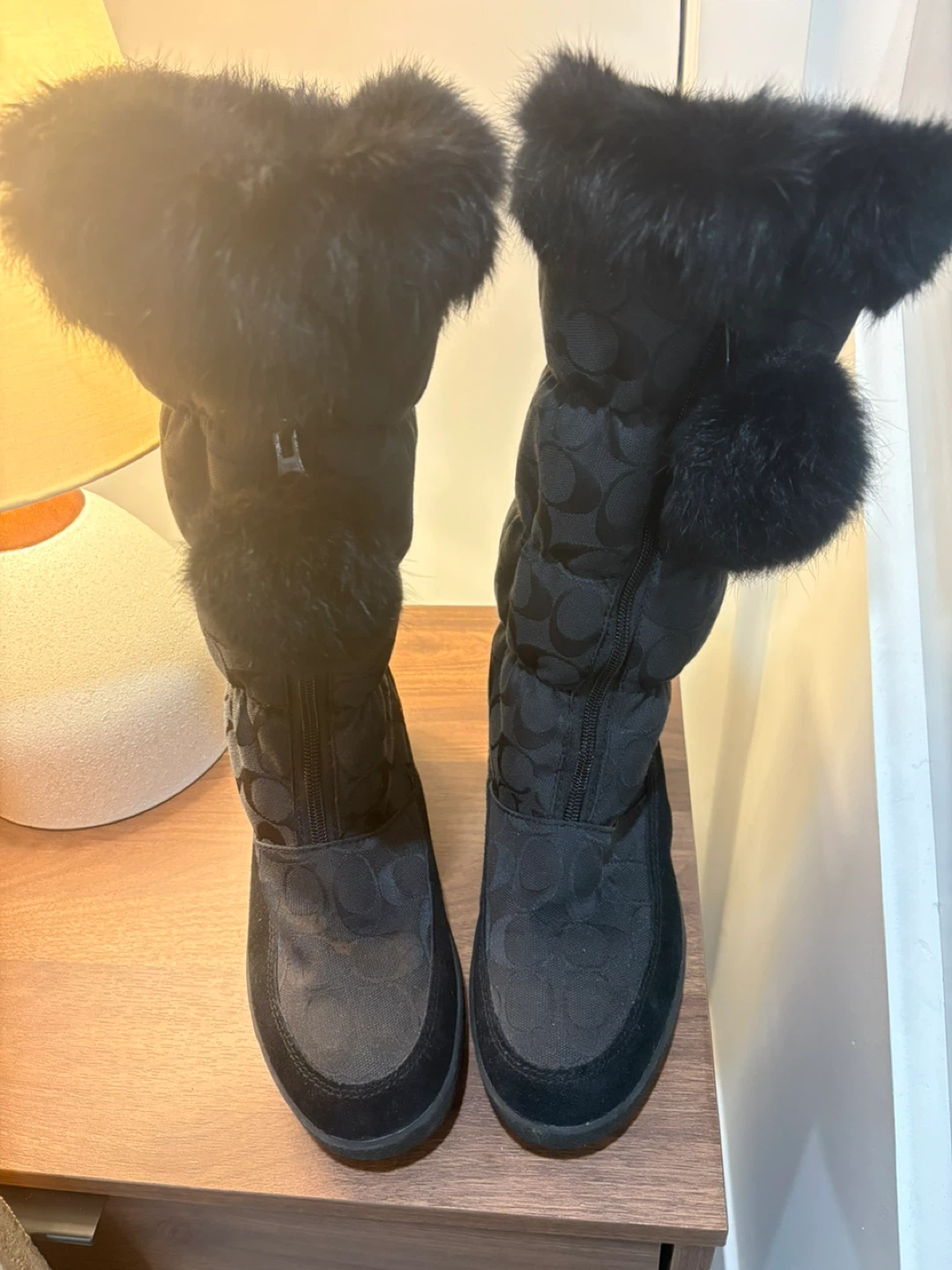 Coach Black Furry Winter Boots
