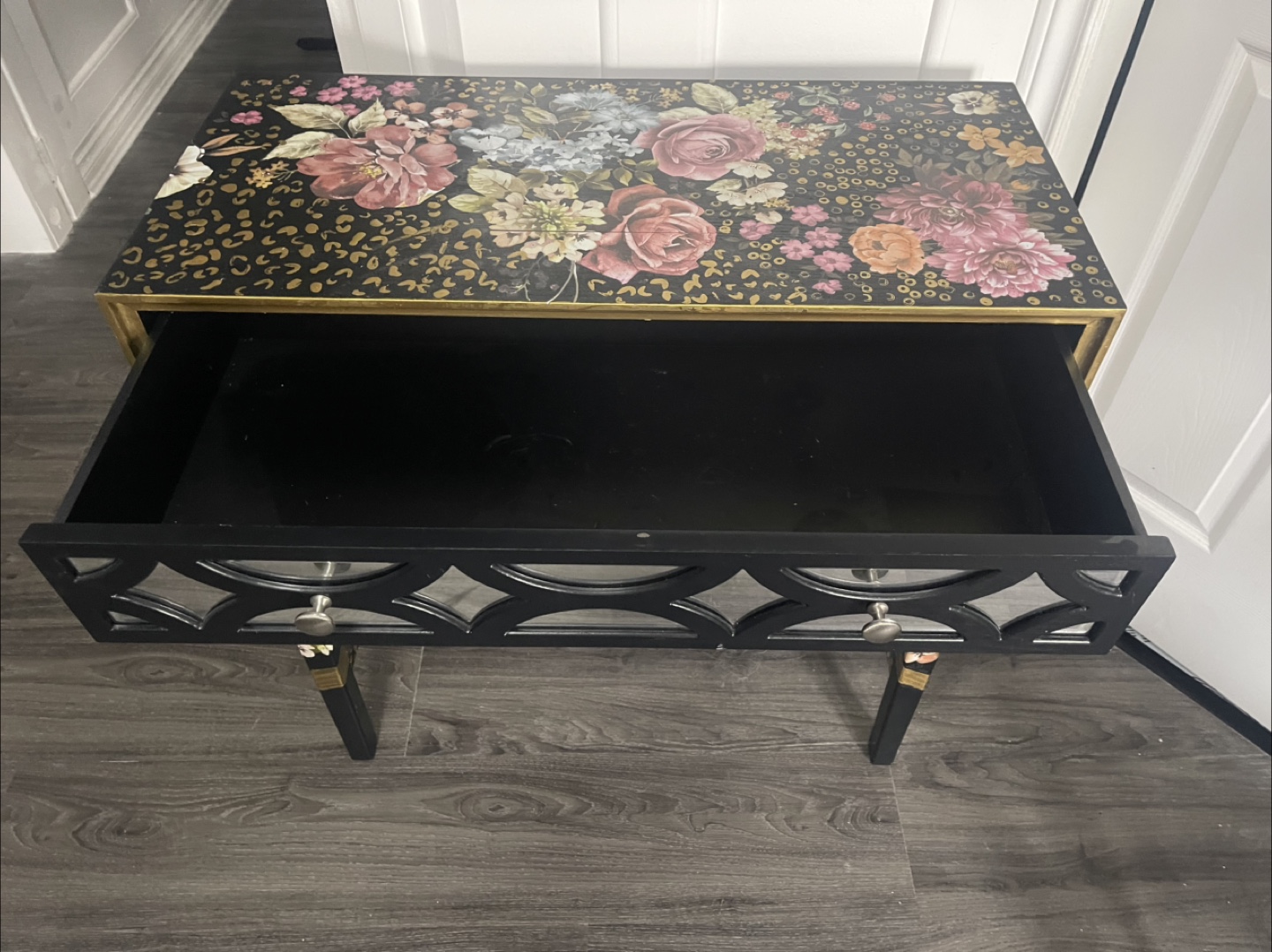 Floral Accent Table with Drawers - photo 2