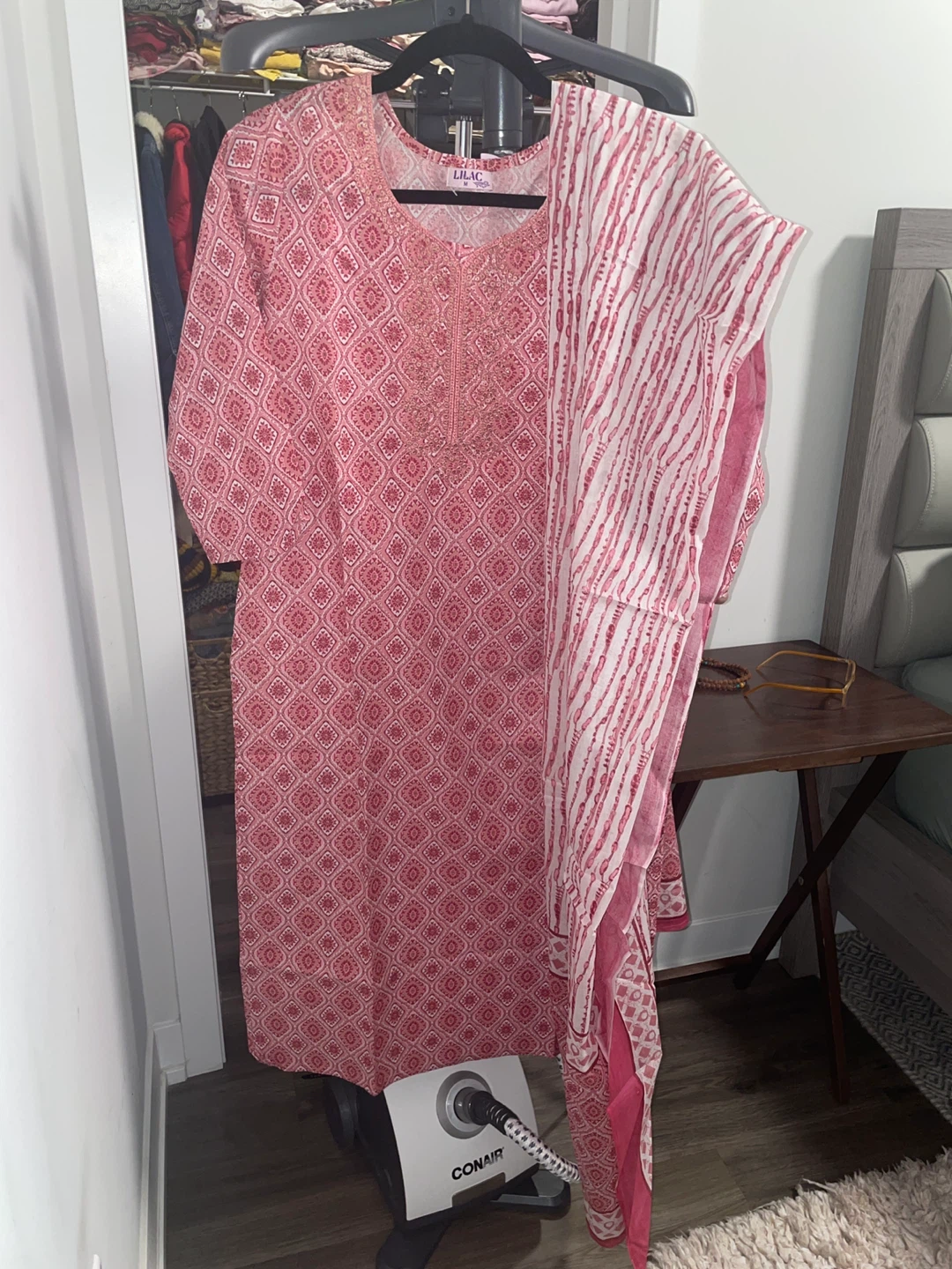 Lilac Women's Pink Kurti with Dupatta