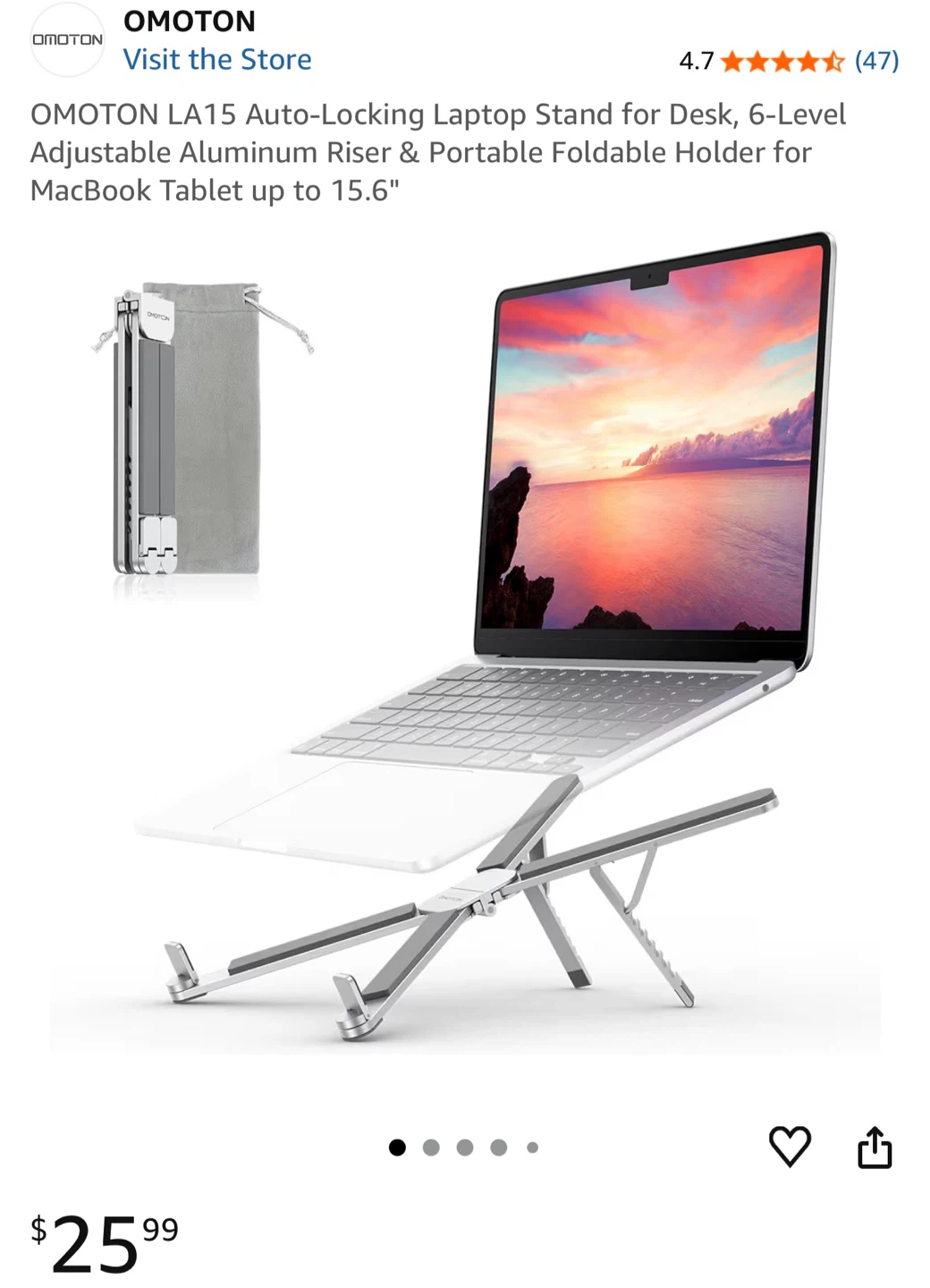OMOTON LA15 Laptop Stand - Adjustable & Foldable - photo 4