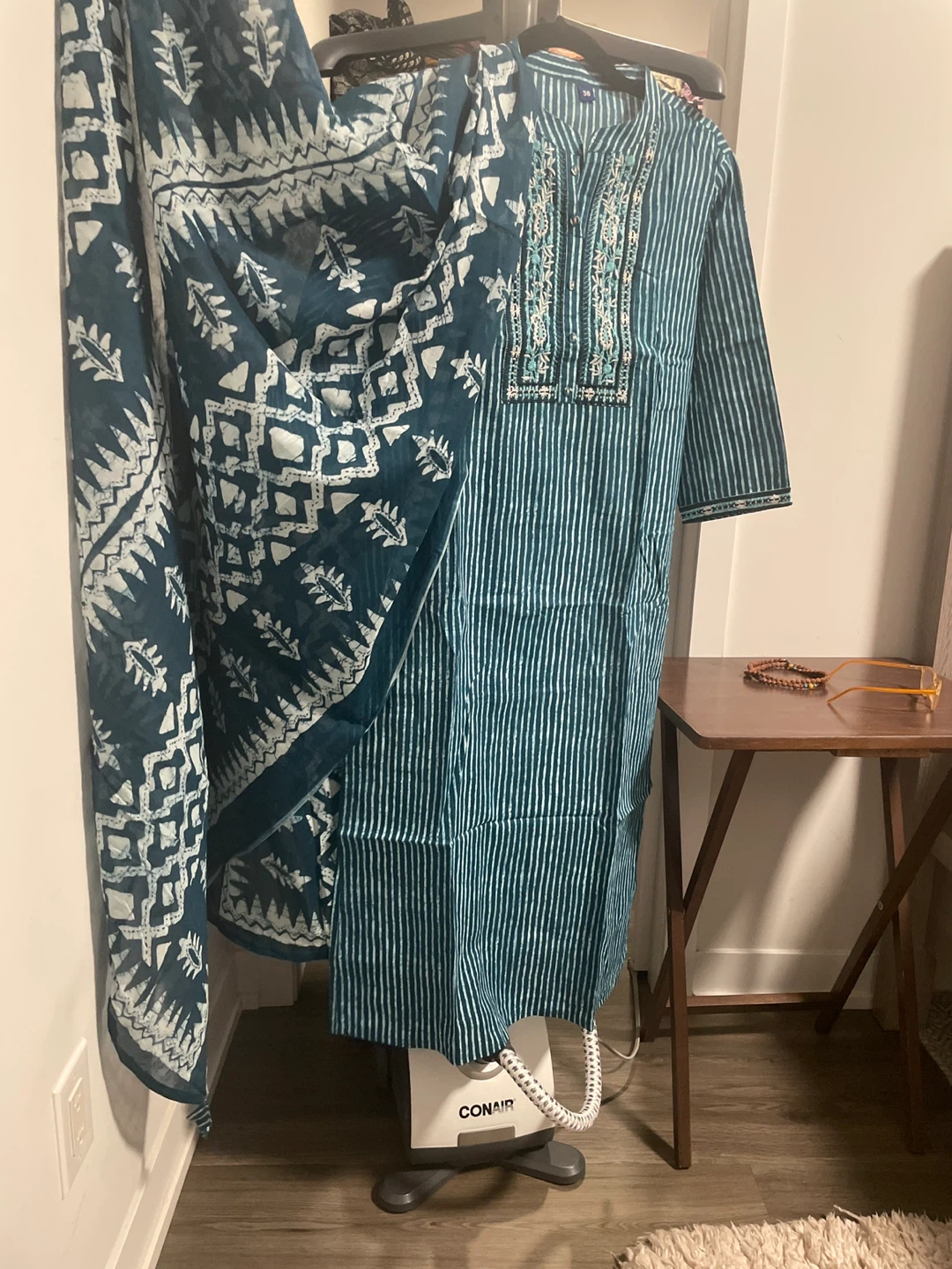 Women's Teal Striped Kurta Set - Size 38 - photo 3