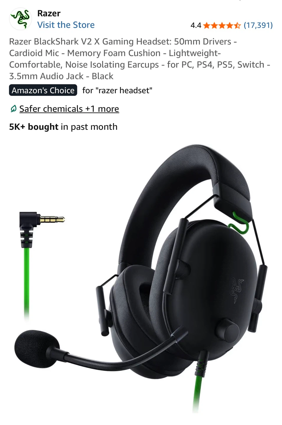 Razer BlackShark V2 X Gaming Headset - White - photo 3