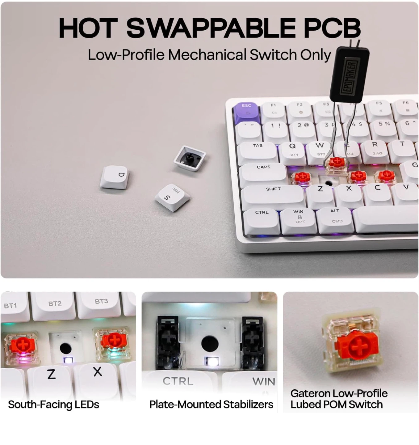 EPOMAKER Luma84 QMK/VIA Mechanical Keyboard - White & Purple - photo 5
