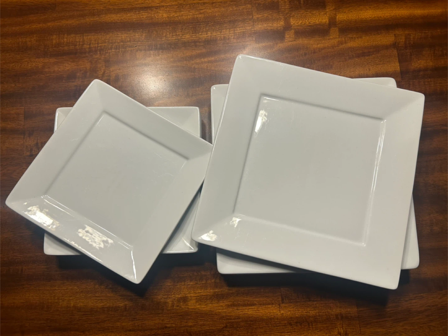 Bon Appetit Set of Eight White Square Plates