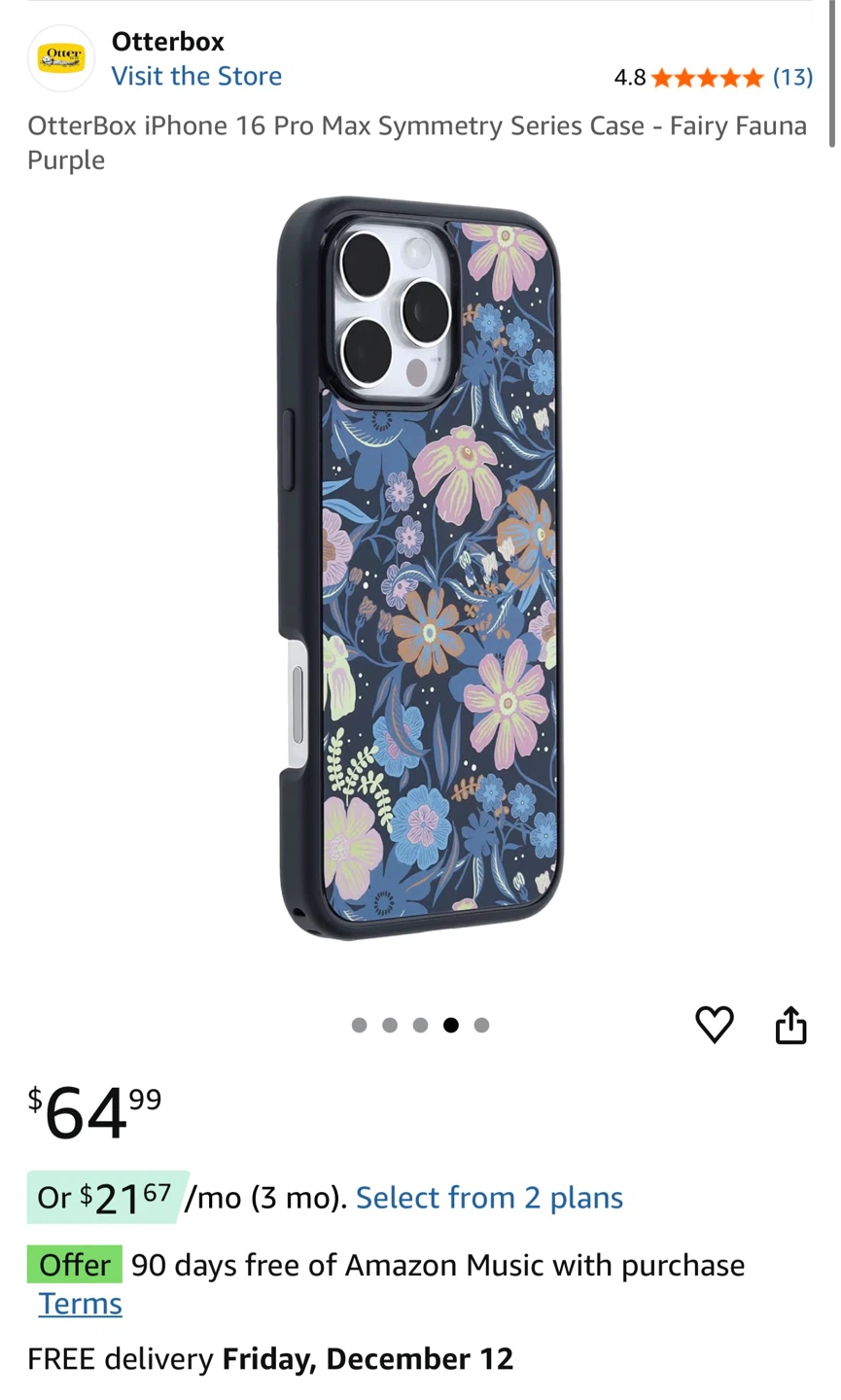 Otterbox iPhone 16 Pro Max Symmetry Case - Fairy Fauna Purple - photo 2