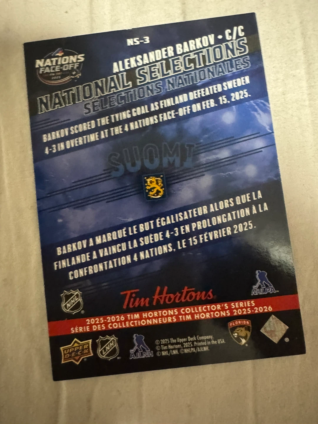Aleksander Barkov Tim Hortons Hockey Card - photo 2