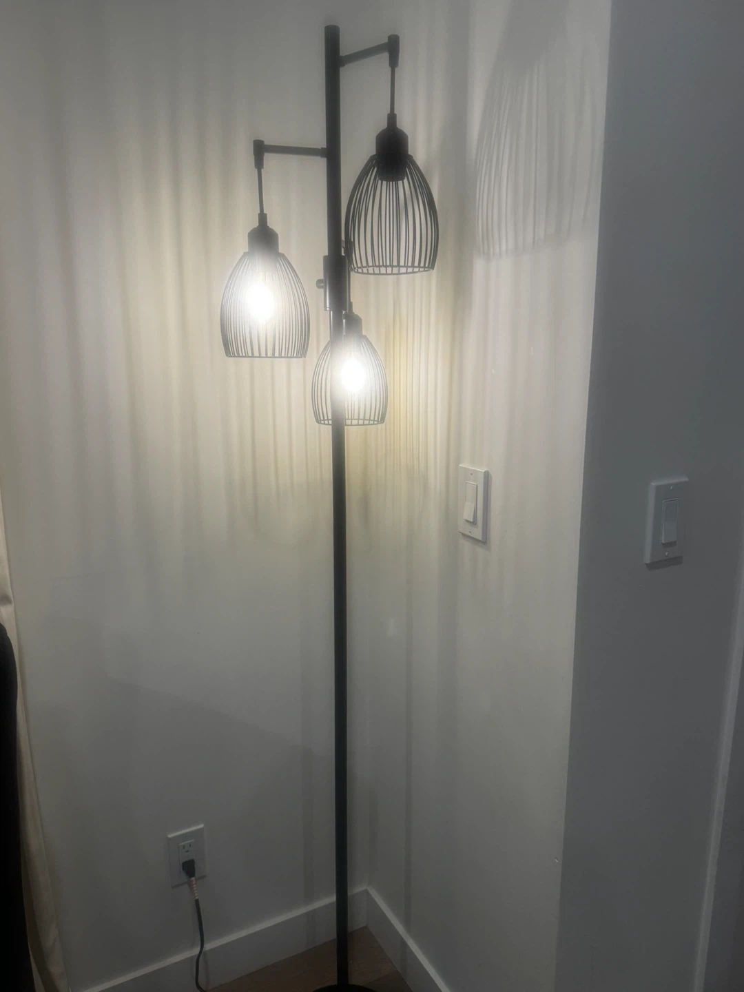 Black 3-Light Floor Lamp with dimmer
