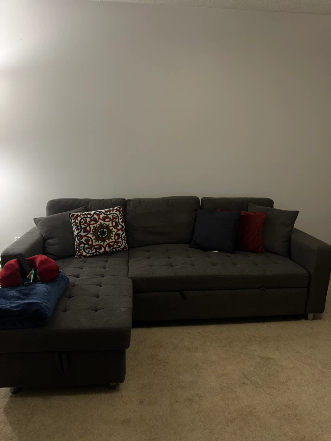 Grey Sectional Sofa with Ottoman and storage