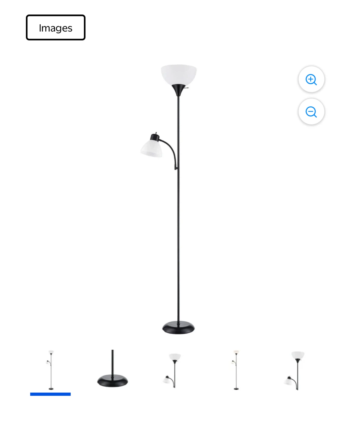 Black Floor Lamp with Adjustable Reading Light