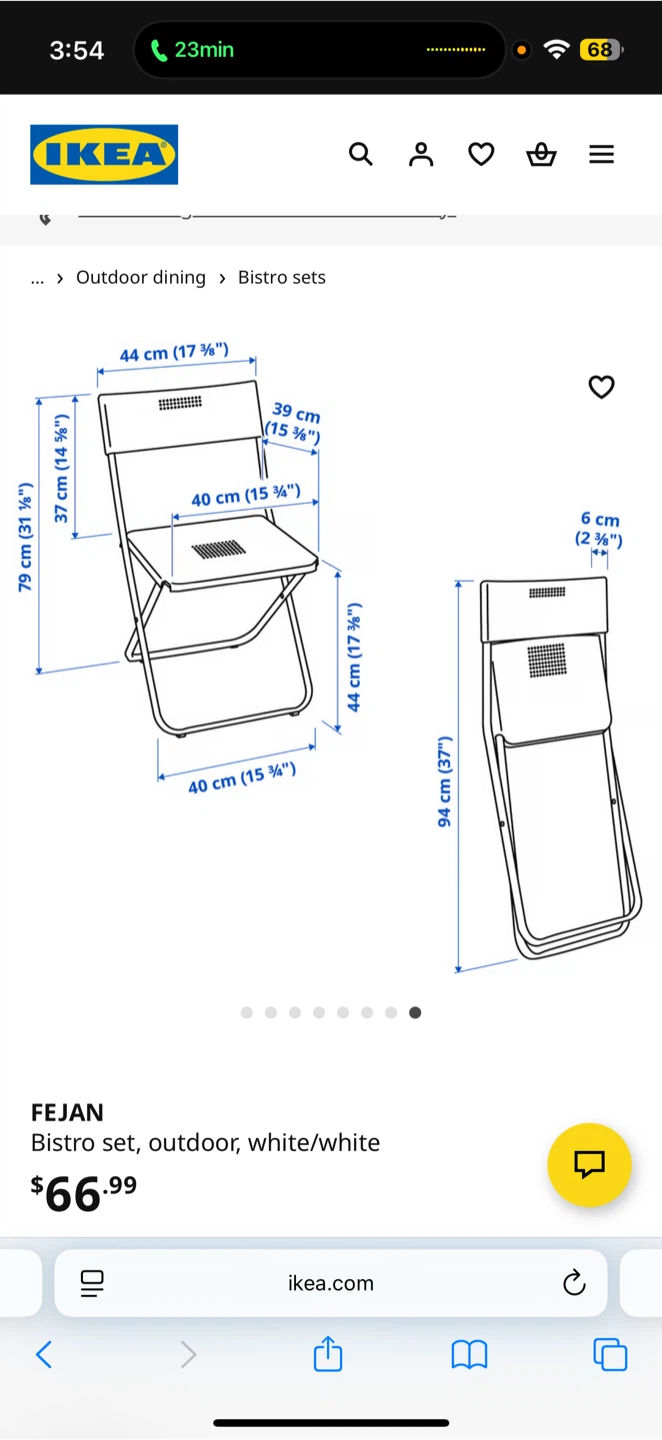 IKEA FEJAN Bistro Set, Outdoor, White - photo 5