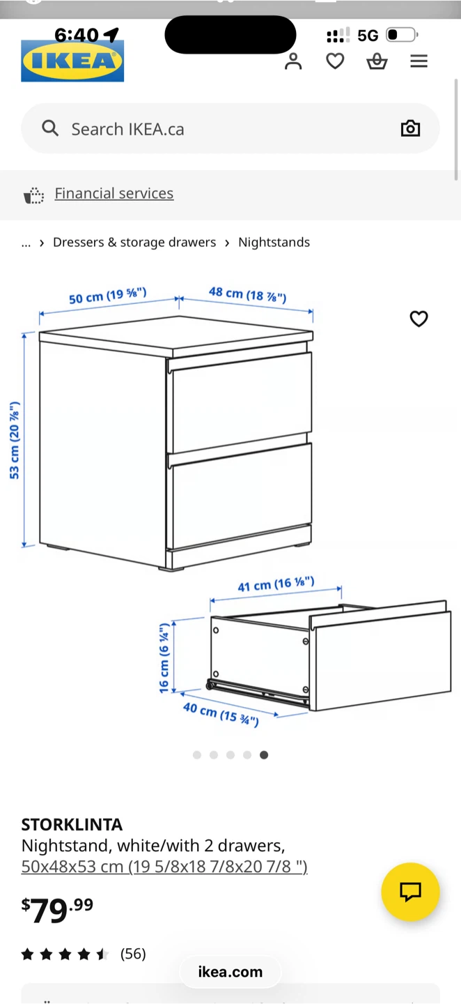 IKEA STORLINTA Nightstand - White/Grey, 50x48x53 cm