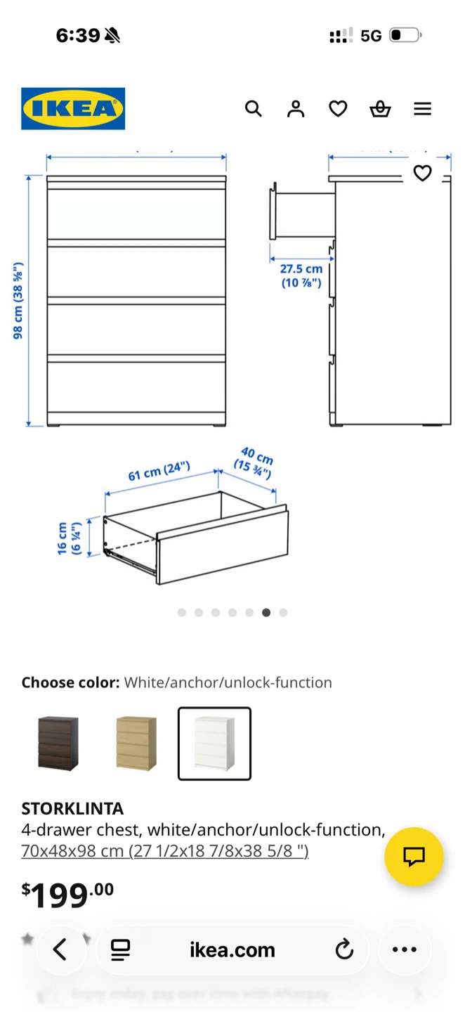 IKEA STORLINTA 4-Drawer Chest - Grey