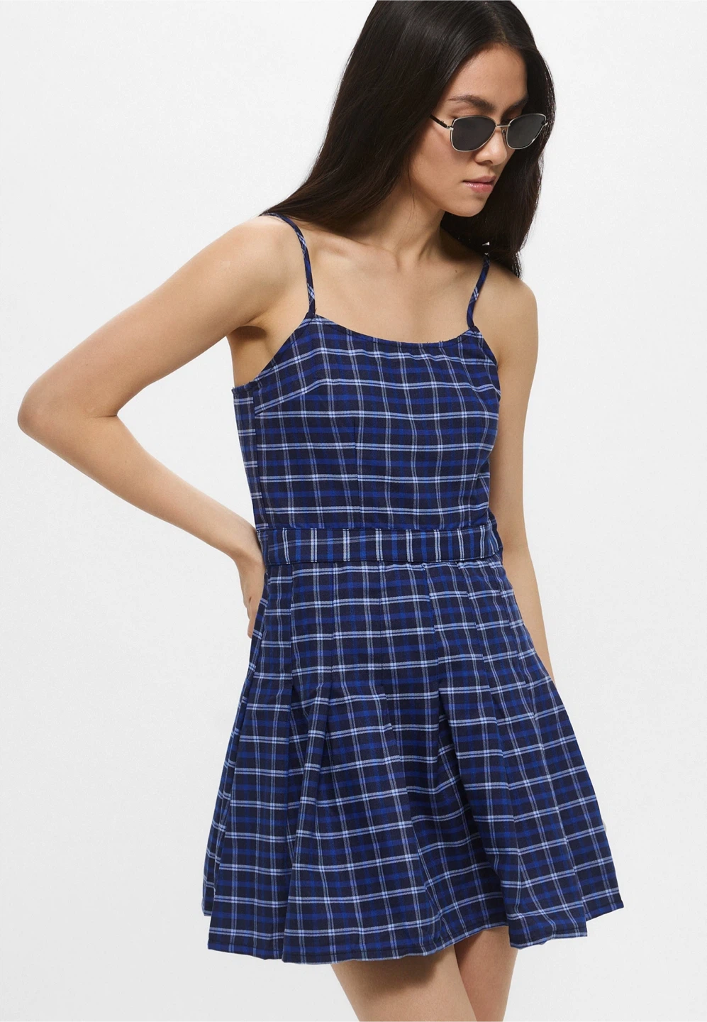 H&M Blue Plaid Tartan Dress & Shirt Set - photo 4