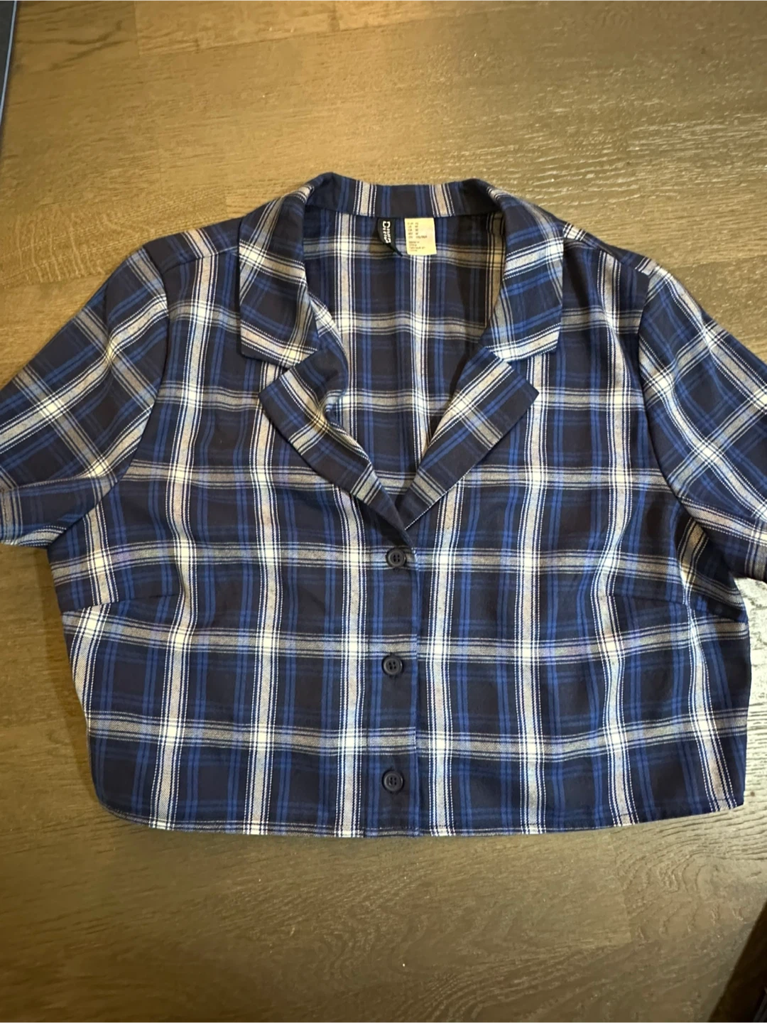 H&M Blue Plaid Tartan Dress & Shirt Set - photo 2