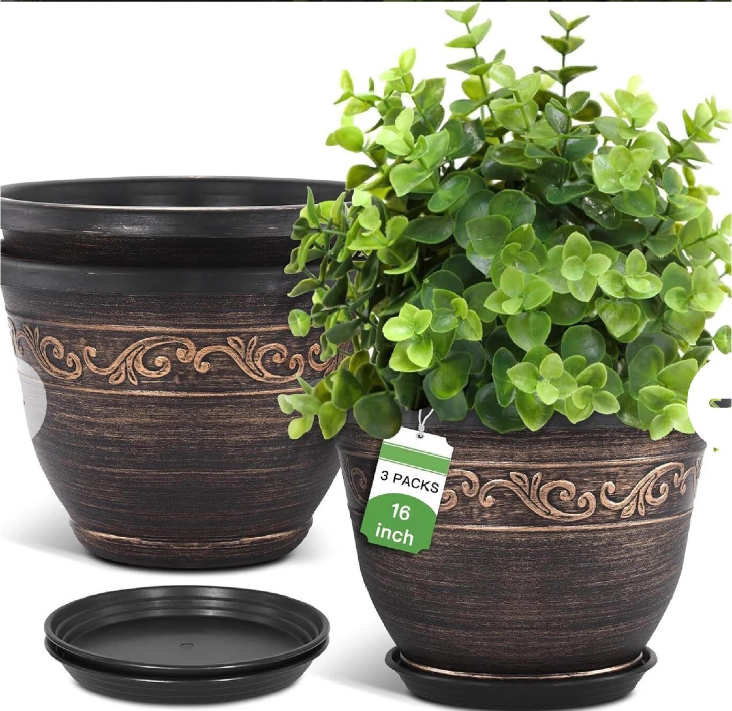 16 inch Plant Pots - 3 Pack