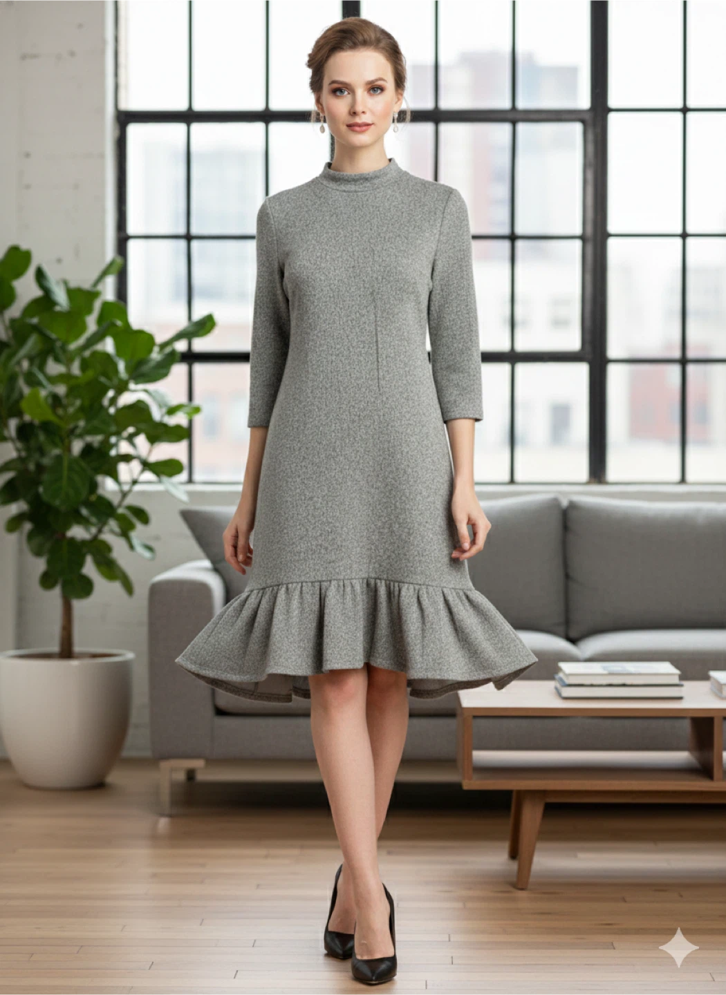 Grey Ruffle Hem Dress - photo 2