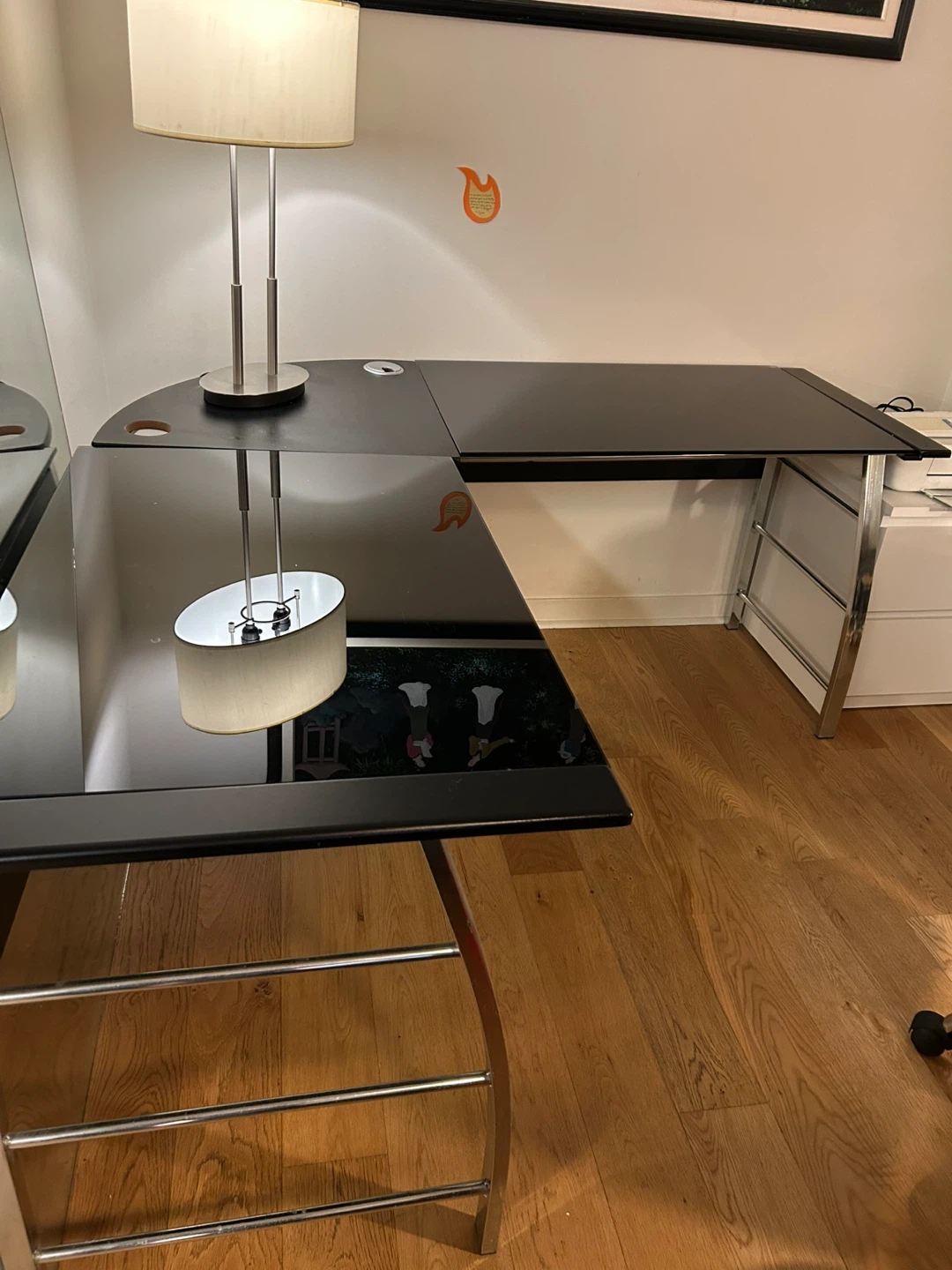 Black Glass Top L-Shaped Desk