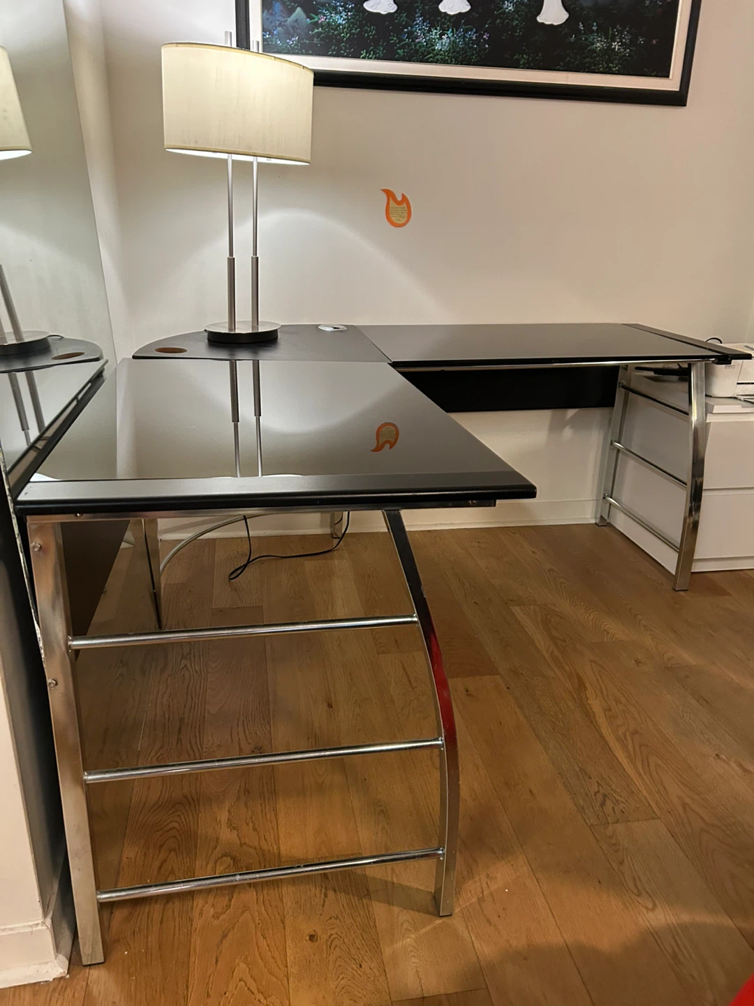 Black Glass Top L-Shaped Desk - photo 4