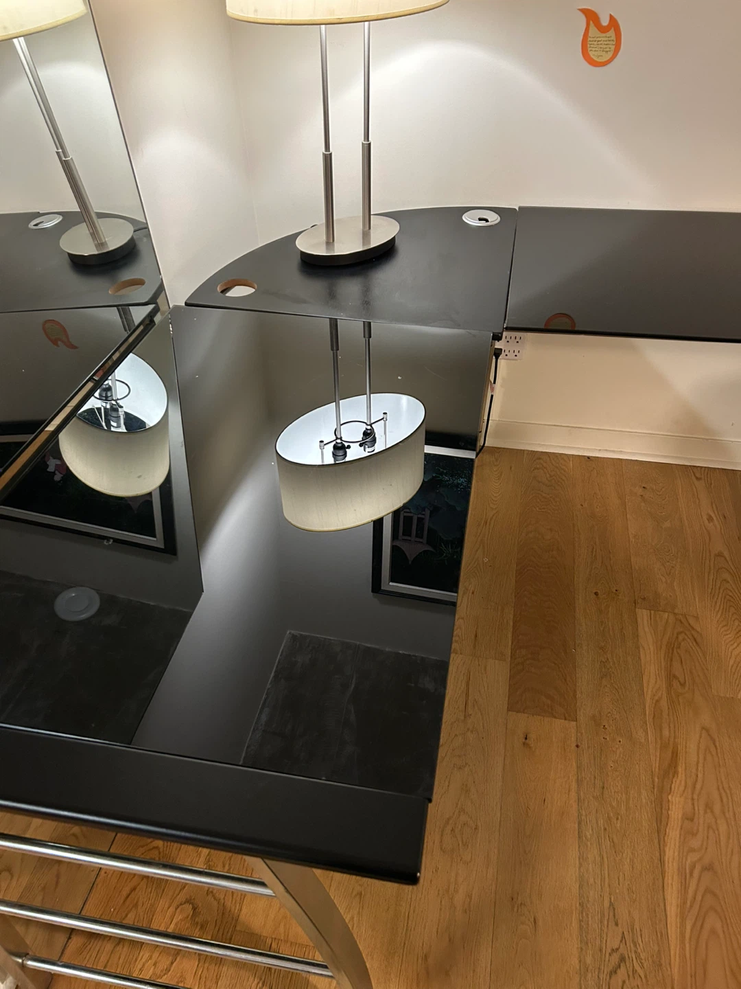 Black Glass Top L-Shaped Desk - photo 3