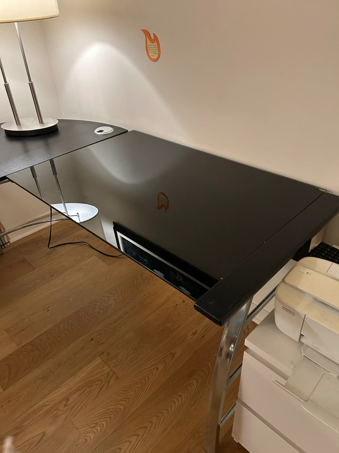 Black Glass Top L-Shaped Desk - photo 2