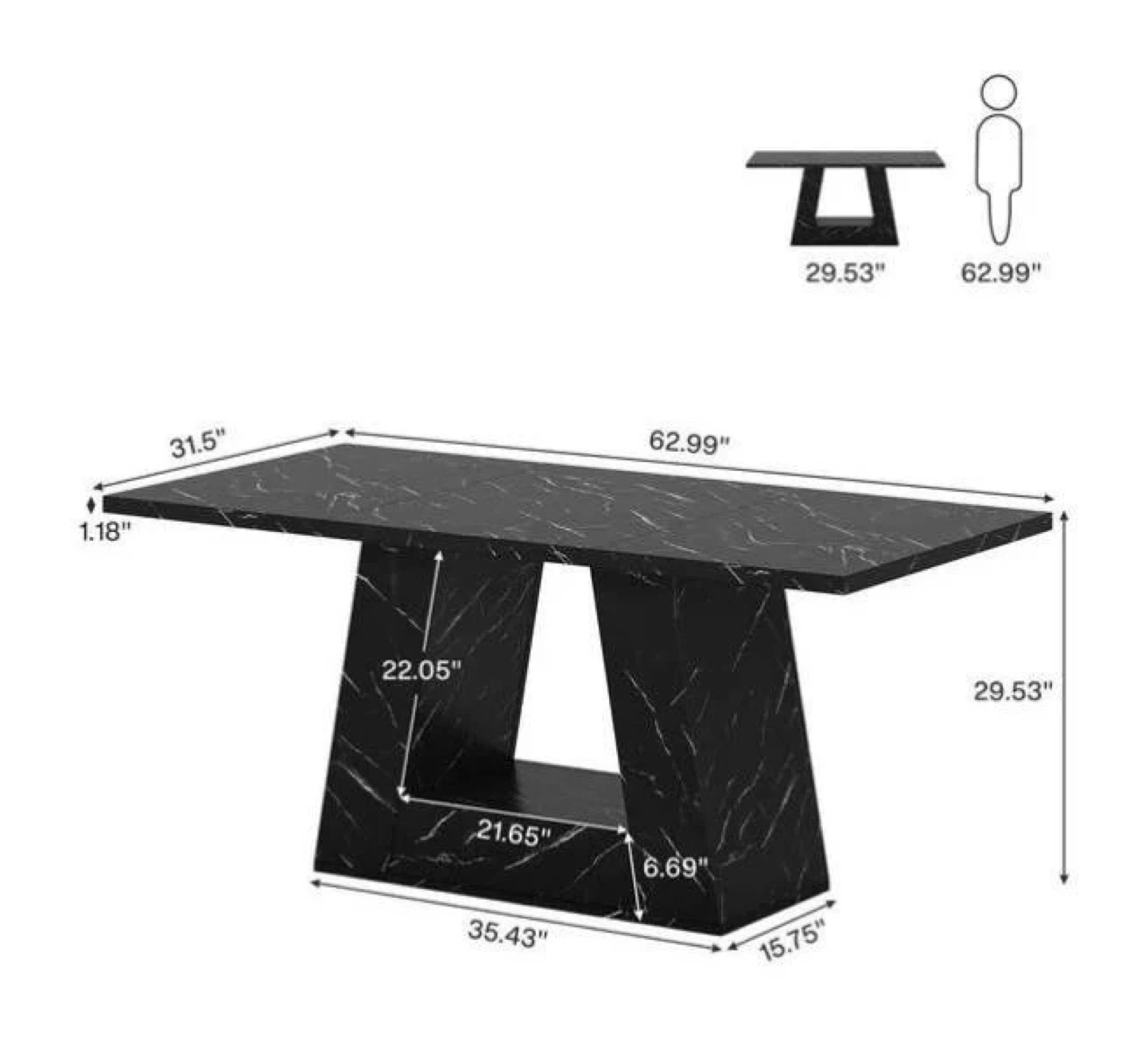 Black Marble Dining Table - photo 2