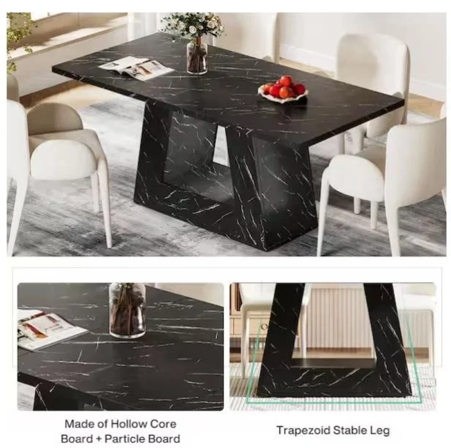 Black Marble Dining Table - photo 4