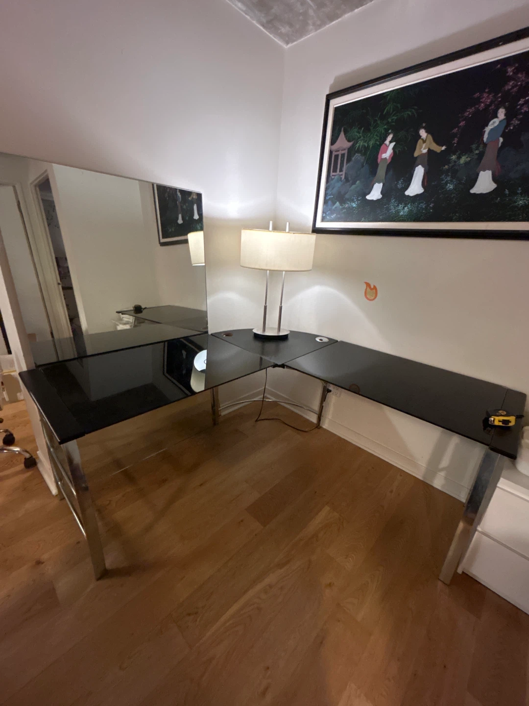 Black Glass Top L-Shaped Desk - photo 5