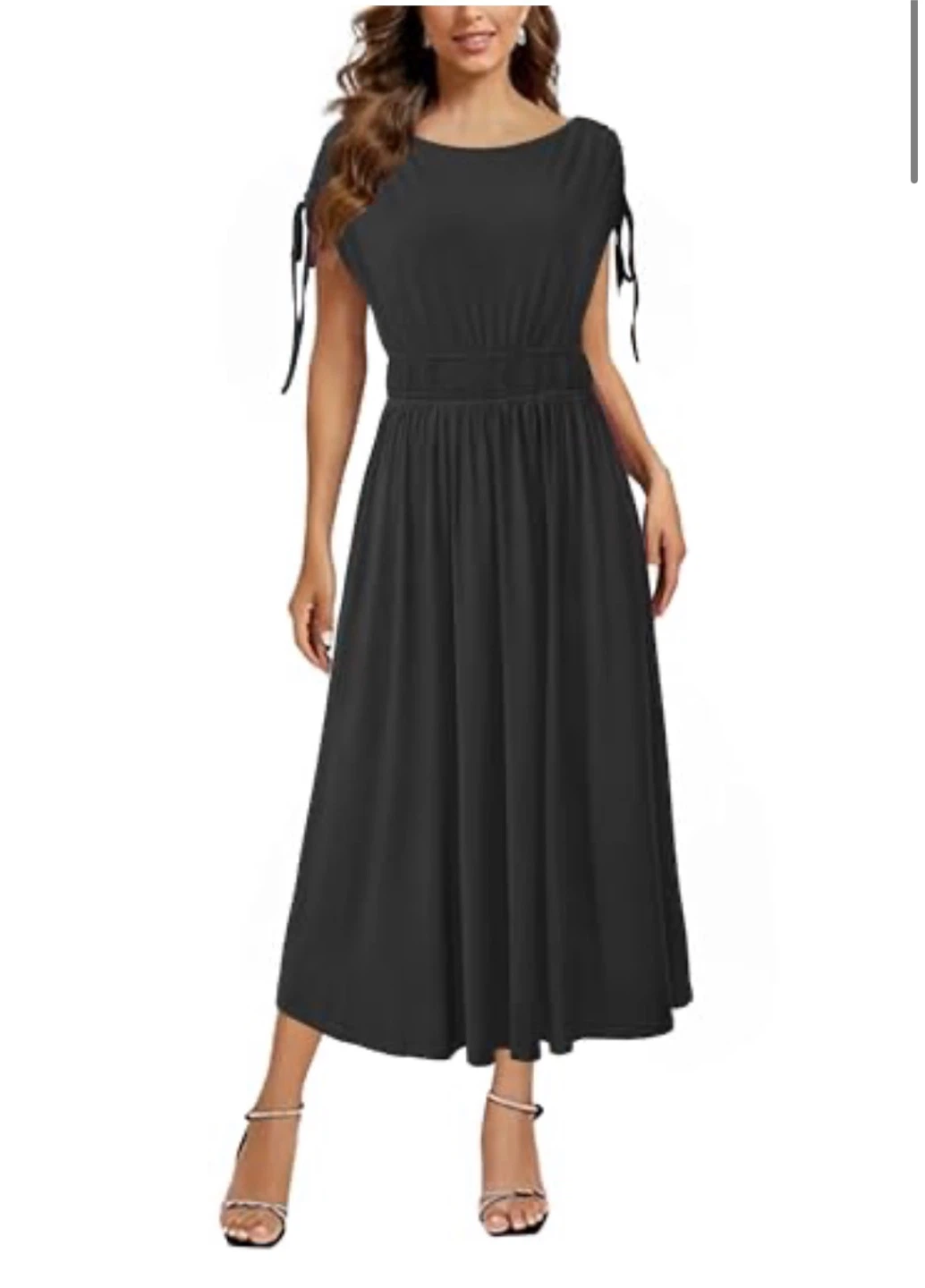 NEW! Newshows Short Sleeve Midi Smocked Drawstring Dress