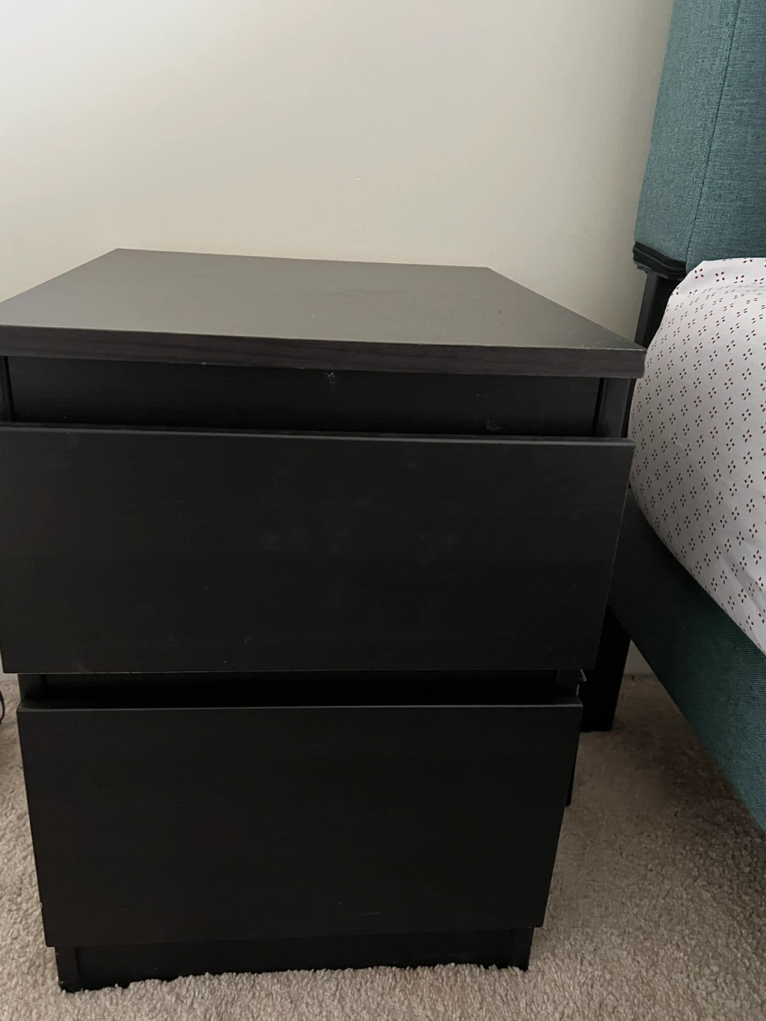Dark Brown 2-Drawer Nightstand - photo 3